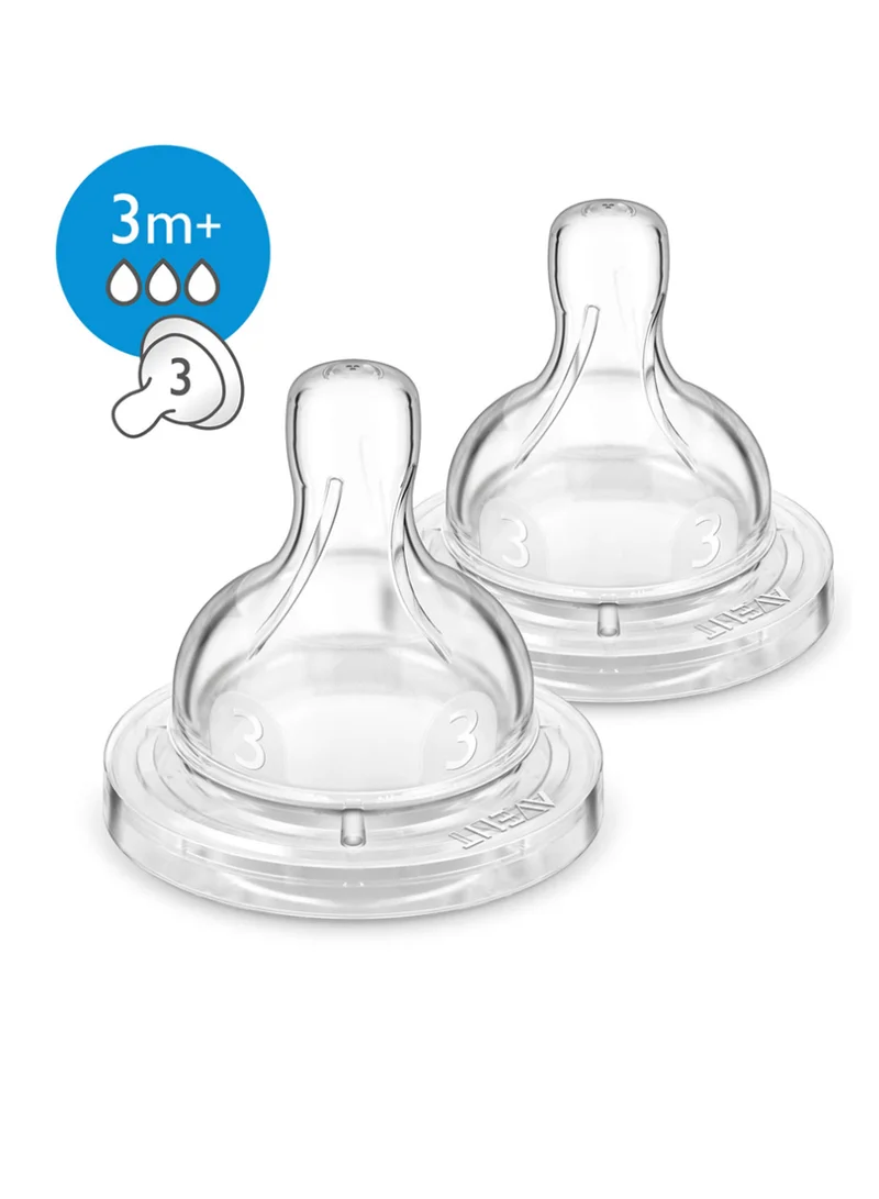 Philips Avent مجموعة من حلمتي رضاعة كلاسيك بلس بتدفق متوسط، شفاف