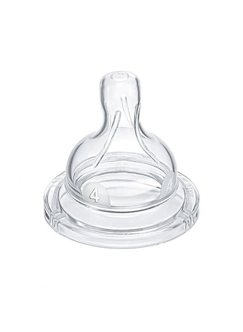 PHILIPS AVENT - Set Of 2 Fast Flow Anti Colic Classic Plus Teats 4 Hole For 6 Months + Baby - Clear, Scf634, 27 - Image 1