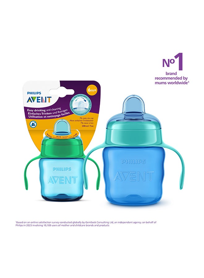 كوب شرب كلاسيك  للأطفال مصنوع من السيليكون الناعم، خالي من مادة BPA ومناسبة من عمر 6 أشهر، 200 مل، أزرق/أخضر - طراز SCF551- 05 - Image 1