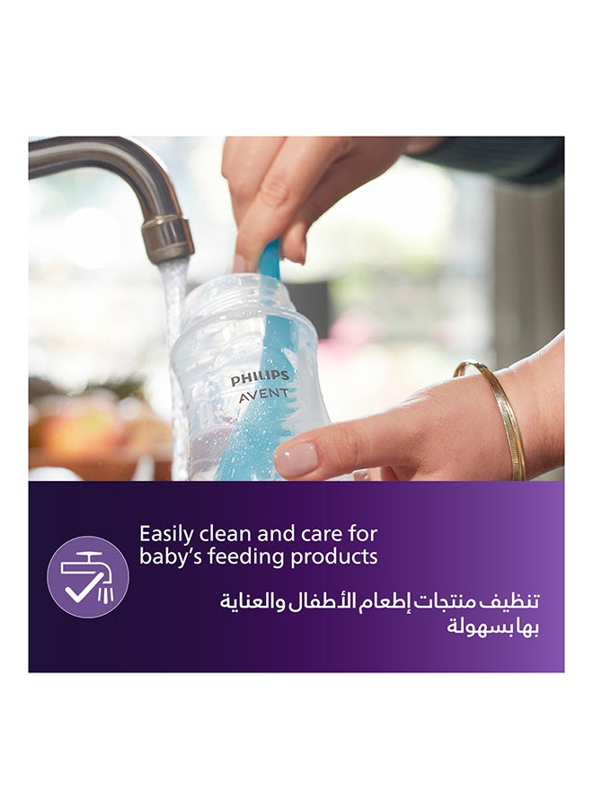 فرشاة تنظيف متينة لزجاجة إرضاع الطفل والحلمة مصممة برأس منحني - أزرق - Image 3