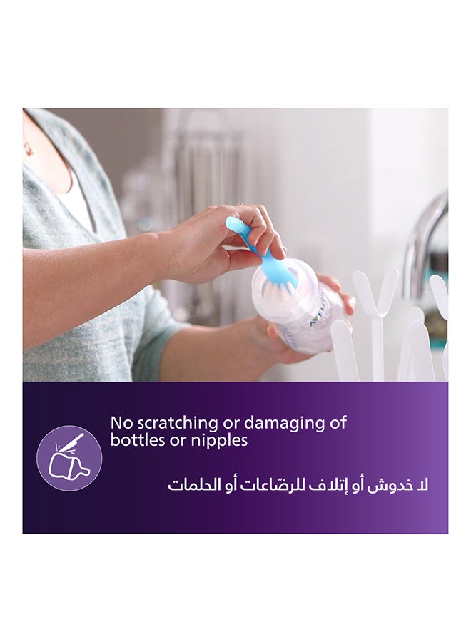 فرشاة تنظيف متينة لزجاجة إرضاع الطفل والحلمة مصممة برأس منحني - أزرق - Image 2