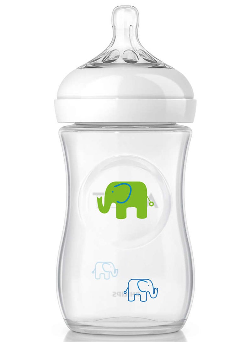 PHILIPS AVENT - Natural Feeding Bottle 260 Ml Green Elephant Design Gift Set Scd627, 01 - Image 1