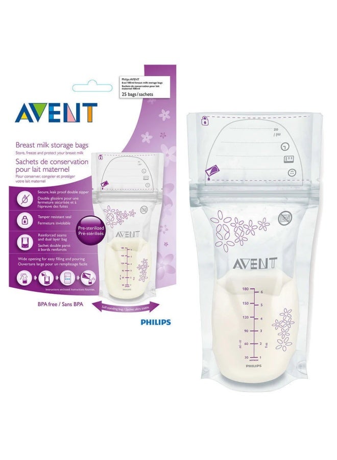 PHILIPS AVENT - Breastmilk Storage Bags 180 Ml , 25 Count - Image 1