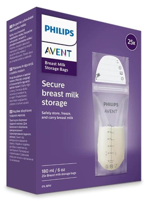 Breast Milk Bags 6Oz/180Ml| 25Pcs | No.1 Brand Recommended By Moms Worldwide - Packaging May Vary