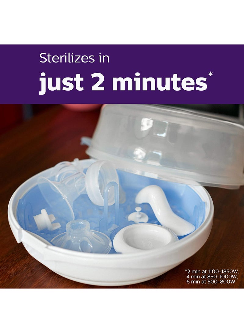 PHILIPS AVENT - Durable And Fast Microwave Steam Sterilizer With New Compact Design For Little Baby, White - SCF281/03 - Image 1