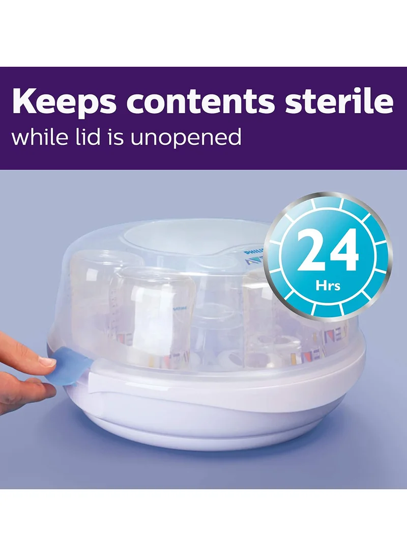 PHILIPS AVENT Durable And Fast Microwave Steam Sterilizer With New Compact Design For Little Baby, White - SCF281/03