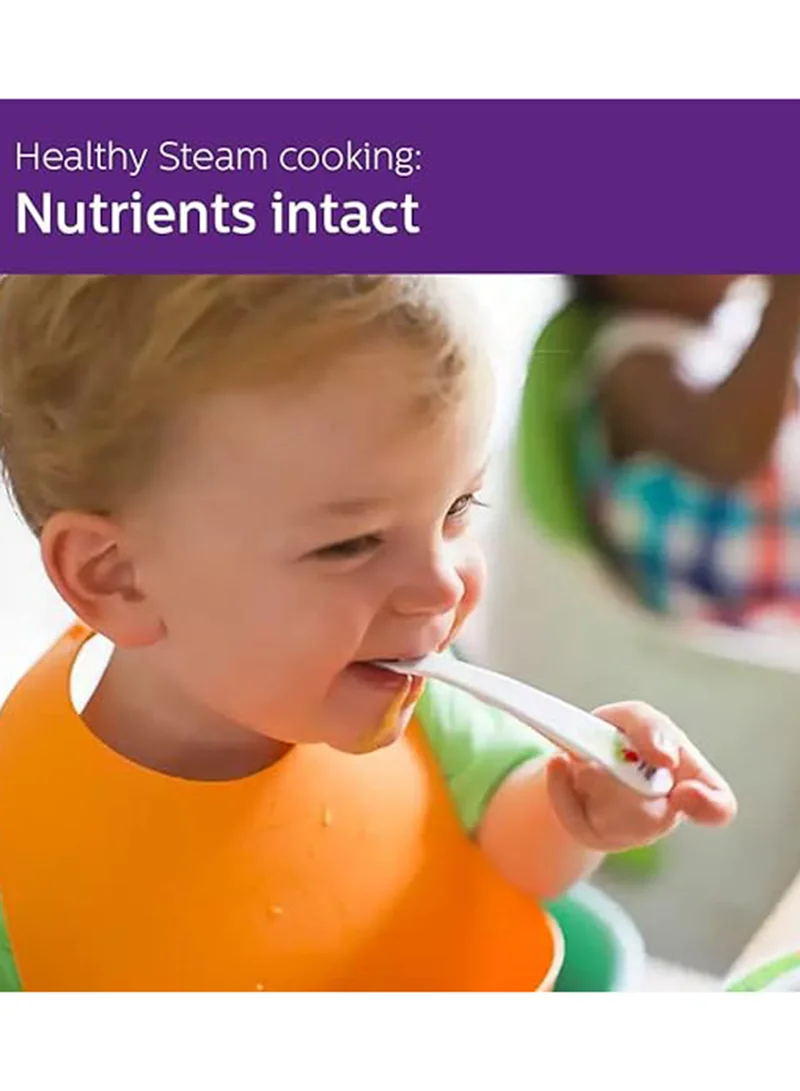 Philips Avent خلاط وجهاز طهي بالبخار صحي 2 في 1  بتصميم صغير، بجهد 220-240 فولت