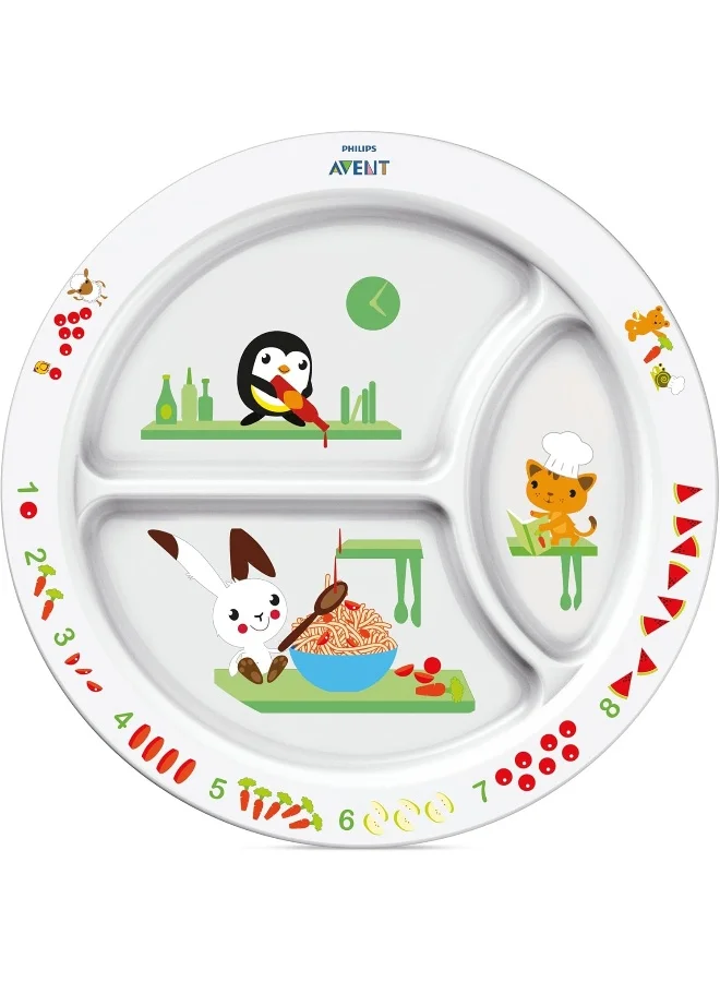Philips Avent طبق مُقسم للأطفال، أبيض