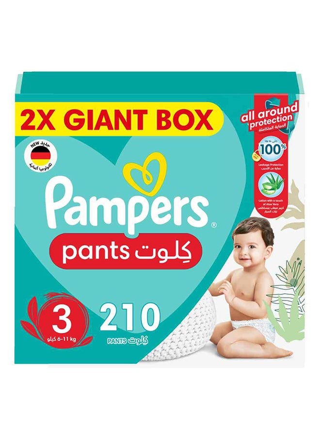 Pampers - Baby-Dry Pants with Aloe Vera Lotion, 360 Fit , Size 3, 6-11kg, Double Mega Box, 210 Count - Image 1