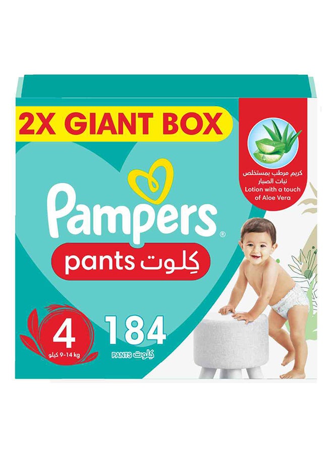 Pampers - Baby-Dry Pants with Aloe Vera Lotion, 360 Fit , Size 4, 9-14kg, Double Mega Box, 184 Count - Image 1