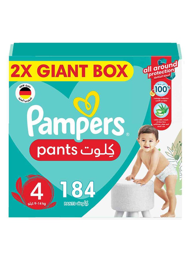 Pampers - Baby-Dry Pants with Aloe Vera Lotion, 360 Fit , Size 4, 9-14kg, Double Mega Box, 184 Count - Image 1
