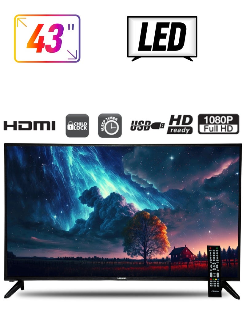 Toshiro - 43-Inch Full HD LED TV With DVBT, 60 HZ Refresh rate,1 Gigabyte, 1080p TOSHIRO 43 LED TV WITH DVBT2 TRO43LEDT / TRO43LED Black - Image 1