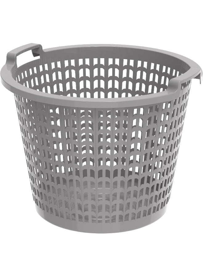 Cosmoplast Plastic Wide Laundry Bin 50L With Handle Grips Grey  - Image 1