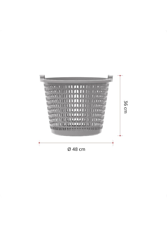 Plastic Wide Laundry Bin 50L With Handle Grips Grey