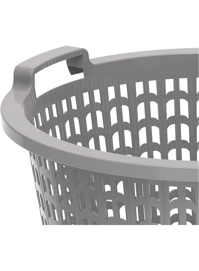 Cosmoplast Plastic Wide Laundry Bin 50L With Handle Grips Grey  - Image 5
