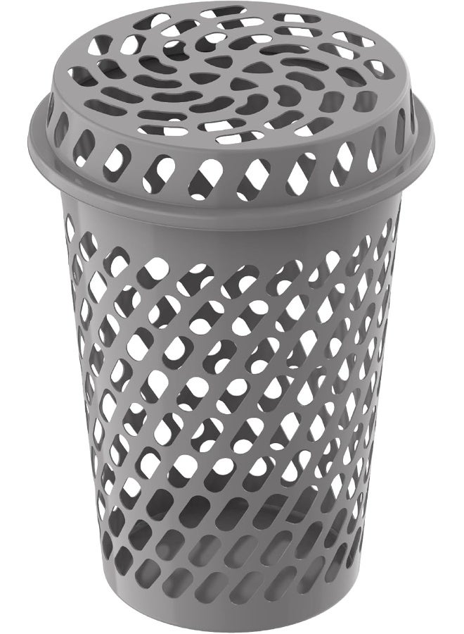 Cosmoplast - Plastic Round Laundry Basket Tall With Lid 75L Grey 65.0Liters - Image 1