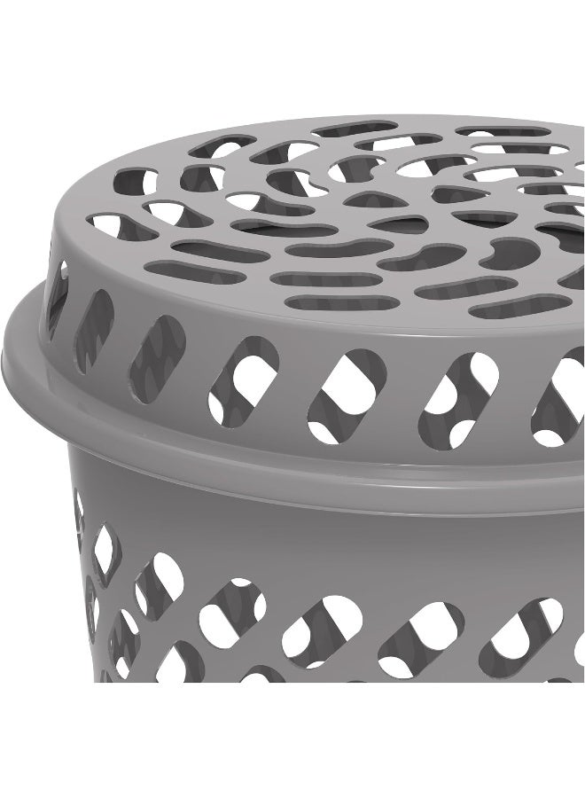 Cosmoplast - Plastic Round Laundry Basket Tall With Lid 75L Grey 65.0Liters - Image 1