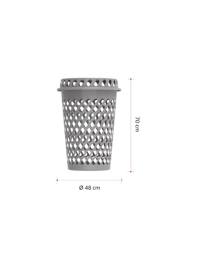 Cosmoplast - Plastic Round Laundry Basket Tall With Lid 75L Grey 65.0Liters - Image 1