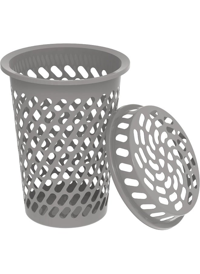 Cosmoplast - Plastic Round Laundry Basket Tall With Lid 75L Grey 65.0Liters - Image 1