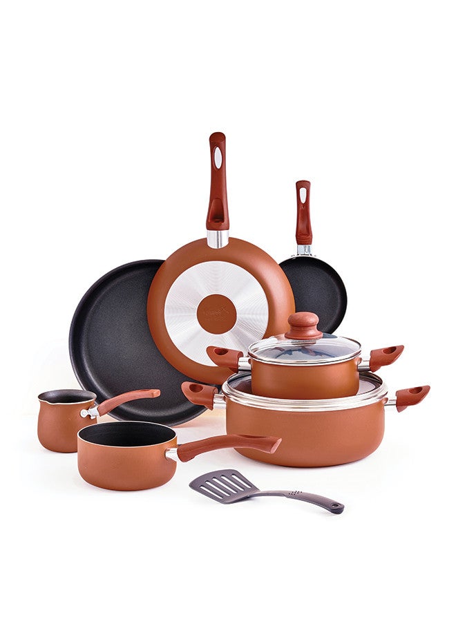 Trust 10-Piece Aluminum Cookware Set Brown/Black 