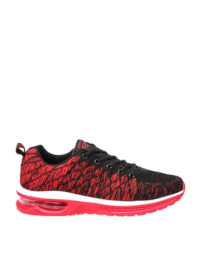 Lace-Up Mesh Detailed Basketball Trainers Red/Black - Image 1