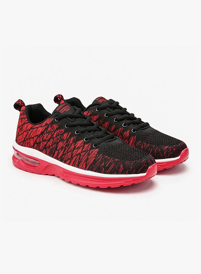 Lace-Up Mesh Detailed Basketball Trainers Red/Black - Image 2