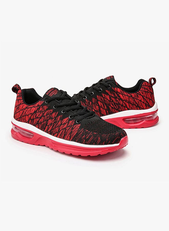 Lace-Up Mesh Detailed Basketball Trainers Red/Black - Image 3