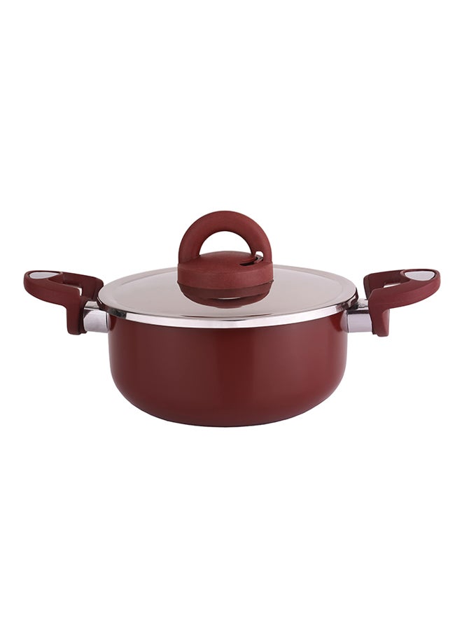 Alsaif Non-Stick Cooking Pot With Lid Red 32cm - Image 1