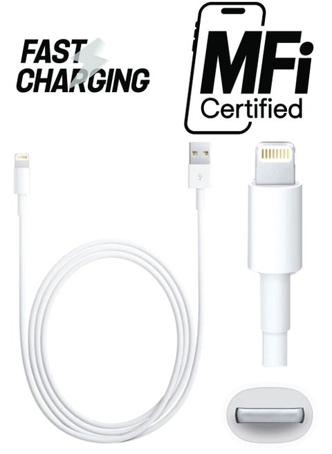 USB To Lightning Data Sync Charging Cable White