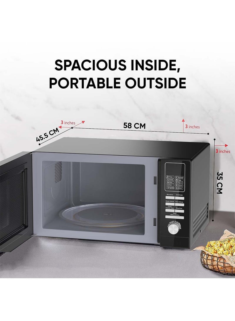 NIKAI - Microwave Oven With Grill Function, Digital Control, Mirror Finish, 5 Power Levels, 10 Auto Menus, Defrost Setting, Cooking End Signal, Push Button Door, Child Lock 25 L 900 W NMO250MDG Silver - Image 1