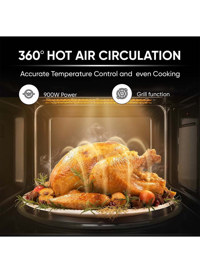 NIKAI - Microwave Oven With Grill Function, Digital Control, Mirror Finish, 5 Power Levels, 10 Auto Menus, Defrost Setting, Cooking End Signal, Push Button Door, Child Lock 25 L 900 W NMO250MDG Silver - Image 1