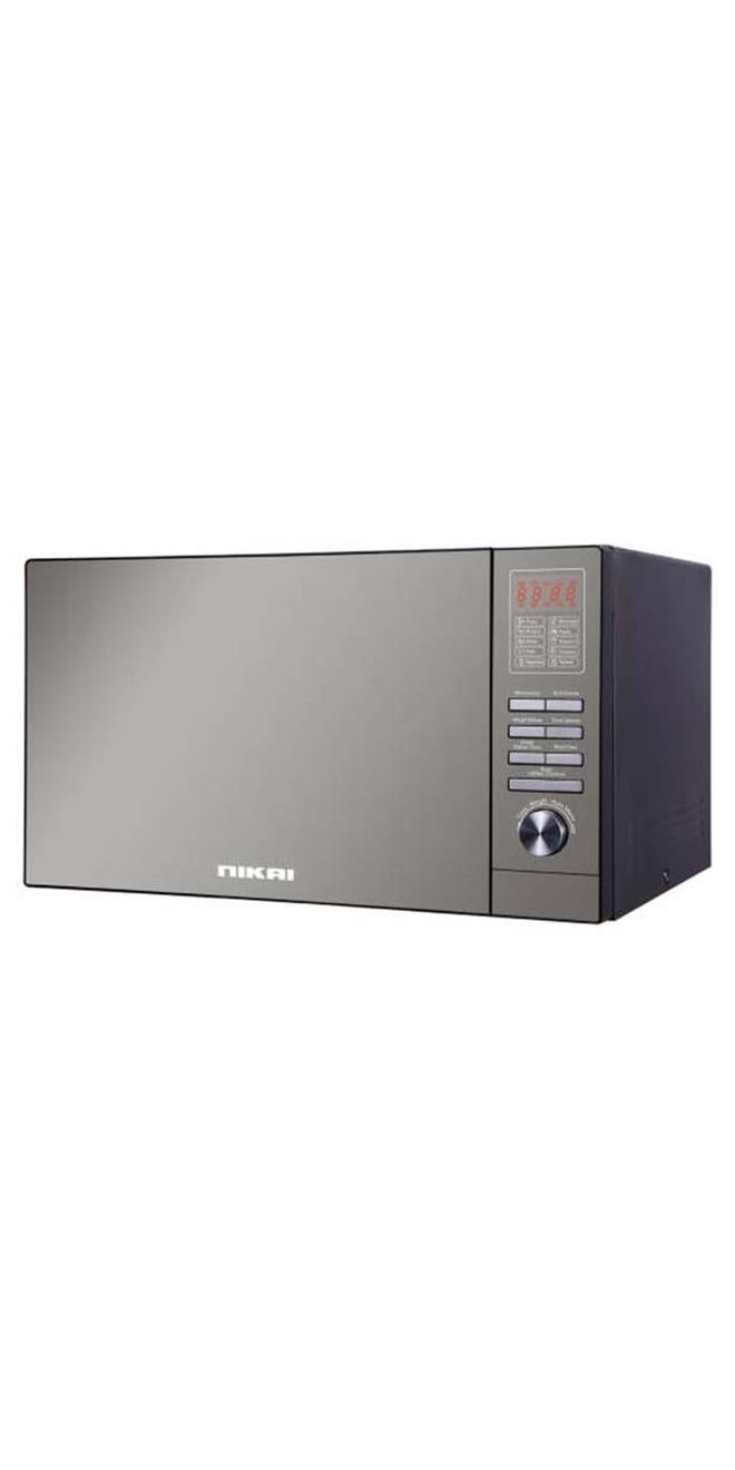 Microwave Oven With Grill Function, Digital Control, Mirror Finish, 5 Power Levels, 10 Auto Menus, Defrost Setting, Cooking End Signal, Pull handle Door, Child Lock 25 L 900 W NMO250MDG Silver