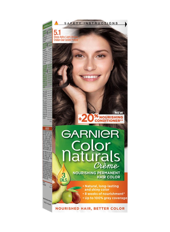 Garnier Naturals Hair Colour 5.1 Deep Ashy Light Brown 112ml  - Image 1