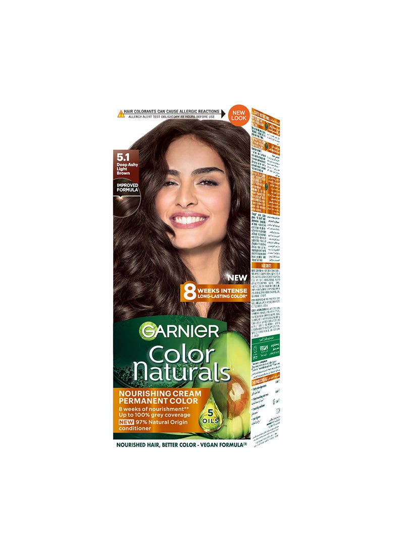 garnier Naturals Hair Colour 5.1 Deep Ashy Light Brown 112ml - Image 1