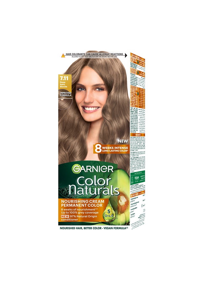 garnier Color Naturals Packaging may vary 7.11 Deep Ashy Blonde Hair Color 112ml - Image 1
