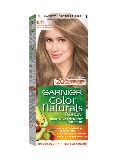 Color Naturals Permanent Hair Color Cream 8.11 Deep Ashy Light Blonde Hair Color 112ml