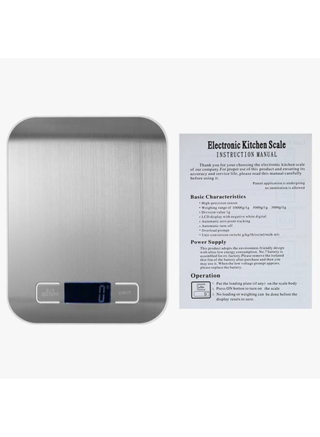 إيفريتش ميزان مطبخ إلكتروني 5 كغم/غرام واحد صغير عالي الدقة لقياس وزن الأطعمة فضي - Image 4