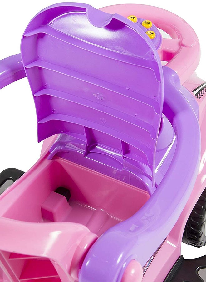 3 In 1 Ride On Toy Car With Barrier And Backrest, Removable Hanlde For Kids - Image 5