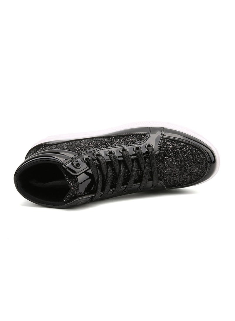 Leather Lace-Up High Top Sneakers Fatt-Tom-1039 Black  - Image 1