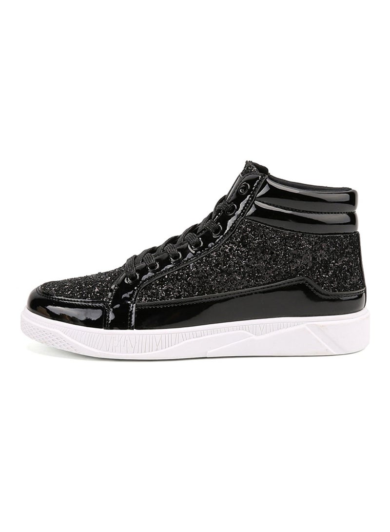 Leather Lace-Up High Top Sneakers Fatt-Tom-1039 Black  - Image 2