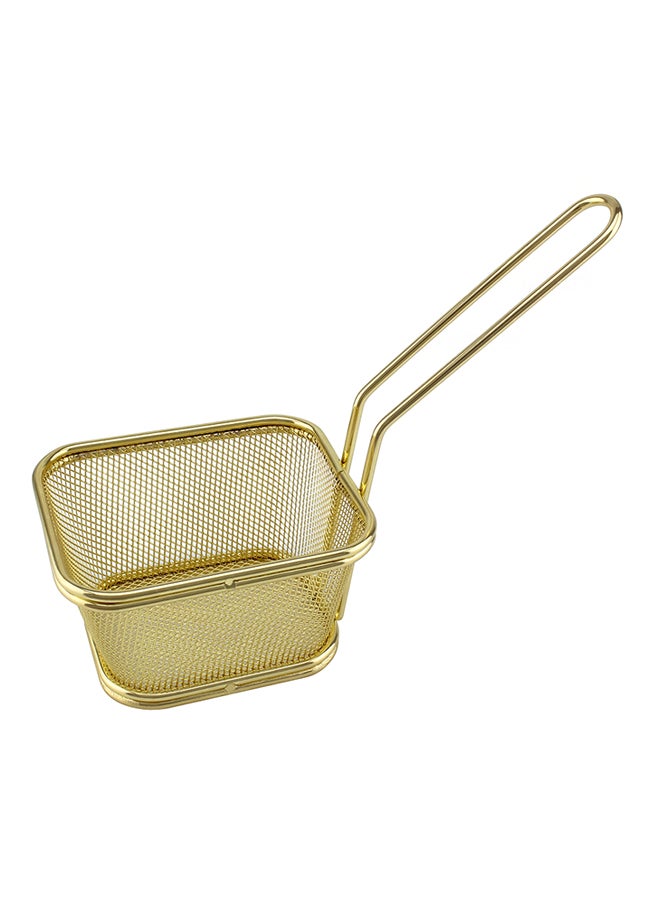 سلة قلي مصنوعة من الإستانلس ستيل ذهبي 12x9.5x8سم