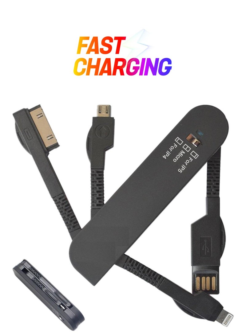 3-In-1 Swiss Army Knife Style Charging Cable Black