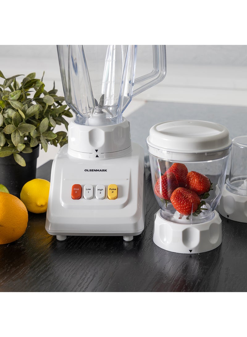 أولسنمارك - طقم 3 في 1 مكوّن من عصارة وخلاط وقطاعة 1.5 L 600 W OMSB2054S أبيض/ شفاف - Image 1