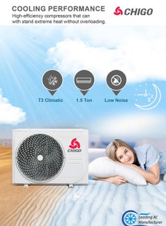CHIGO 1.5 Ton Split Air Conditioner | Cooling Only | R410a Refrigerant | Auto Restart & 4-Way Airflow | T3 Climate | Golden Fin | Rotary Compressor 1826 W CSA18CO White  - Image 4