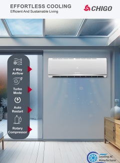 CHIGO 2 Ton Split Air Conditioner | Powerful Cooling | R410a Refrigerant | 4-Way Airflow & Auto Restart | T3 Climate | Golden Fin | Rotary Compressor 2300 W CSA24CO White  - Image 2