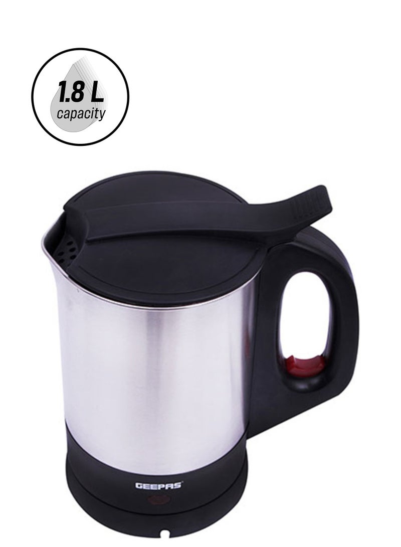 GEEPAS Electric Kettle Portable Fast Boil for General Use Concealed Stainless Steel Body 1.8 L 2000 W GK165 Silver/Black  - Image 1