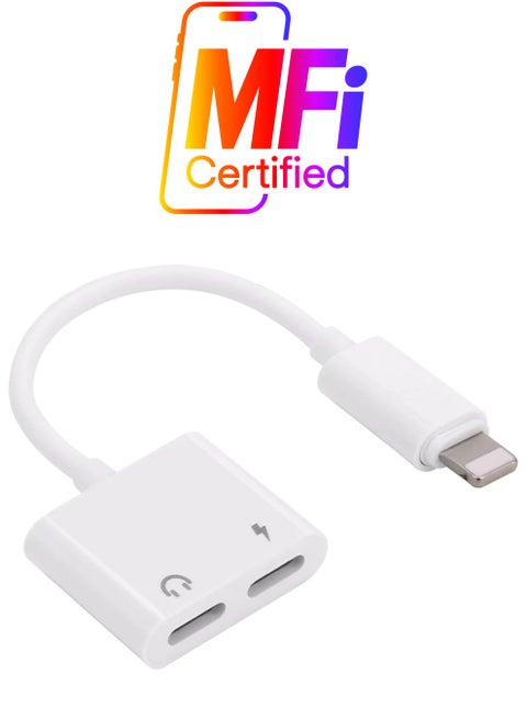 2-In-1 Audio And Charging Adapter White
