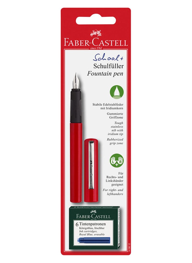 فابير كاستل قلم حبر سائل بريشة معدنية سكول+ شولفولر أحمر/أسود/فضي