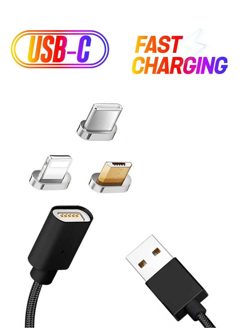3-In-1 Lightning/Type C/Micro USB Data Sync And Charging Cable Black - Image 1