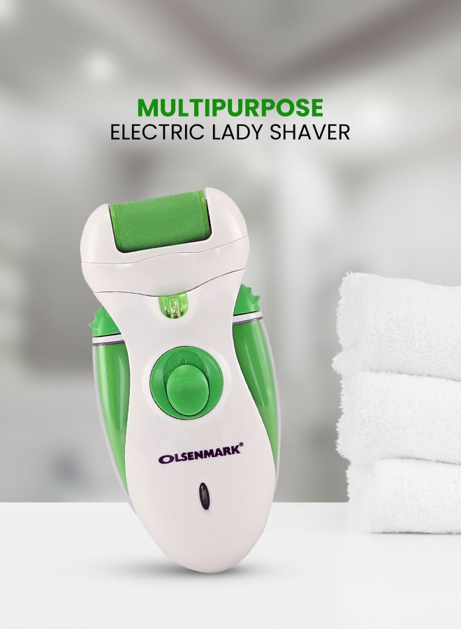 Olsenmark - 4 in 1 Rechargeable Lady Epilator OMLS3097, Cordless Using, Includes Clipper, Epilator, Shaver and Roller 2 Speed Option Green/White - Image 1
